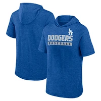 Men's Fanatics Heather Royal Los Angeles Dodgers Push Short Sleeve Pullover Hoodie