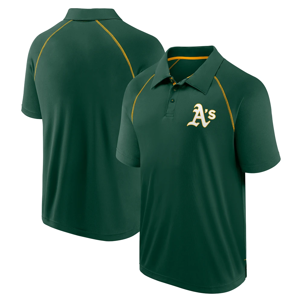 Men's Fanatics Green Athletics Strong Alone Raglan Polo