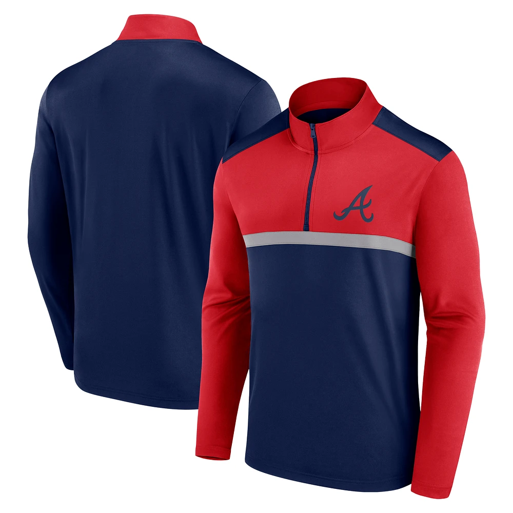 Men's Fanatics Navy Atlanta Braves Unstoppable Quarter-Zip Top