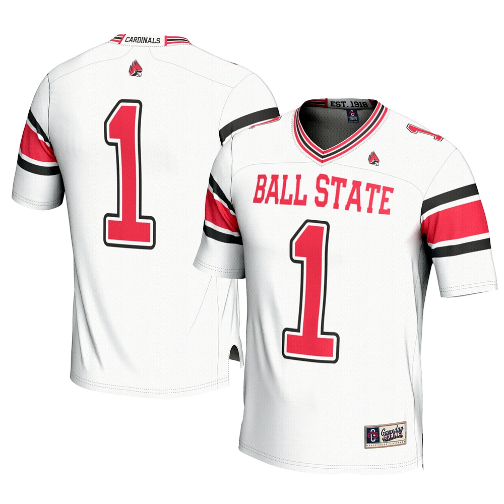 Men's GameDay Greats #1 White Ball State Cardinals Football Jersey