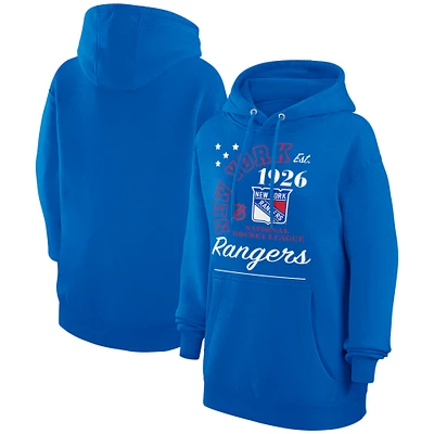 Men's Starter  Blue New York Rangers Arch City Team Graphic Fleece Pullover Hoodie