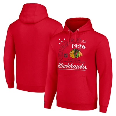 Men's Starter  Red Chicago Blackhawks Arch City Team Graphic Fleece Pullover Hoodie
