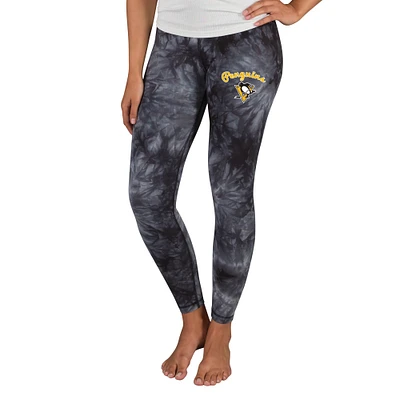 Women's Concepts Sport Black Pittsburgh Penguins Burst Tie Dye Knit Legging