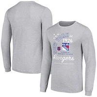 Men's Starter  Heather Gray New York Rangers Arch City Theme Graphic Long Sleeve T-Shirt