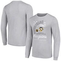 Men's Starter  Heather Gray Pittsburgh Penguins Arch City Theme Graphic Long Sleeve T-Shirt