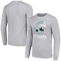 Men's Starter  Heather Gray San Jose Sharks Arch City Theme Graphic Long Sleeve T-Shirt