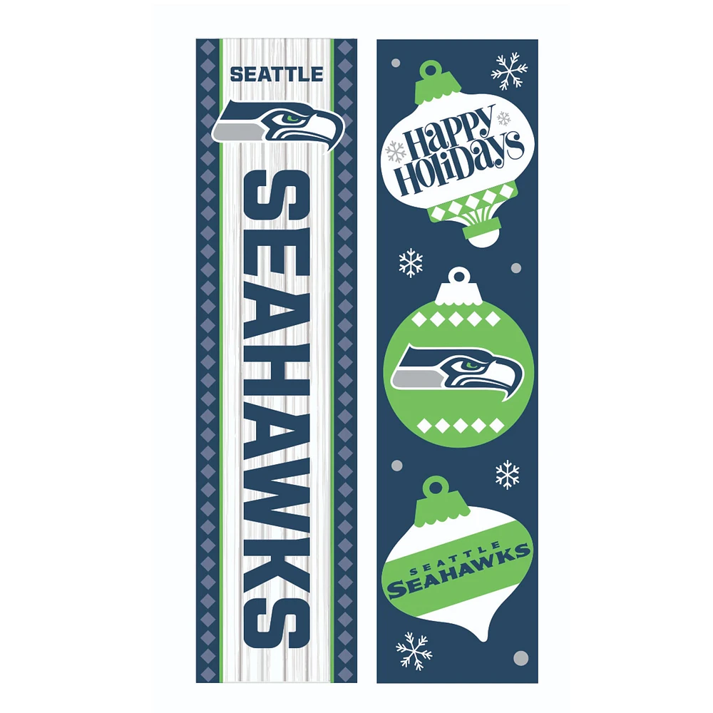 Seattle Seahawks 47" Double Sided Christmas Leaner Fan Sign