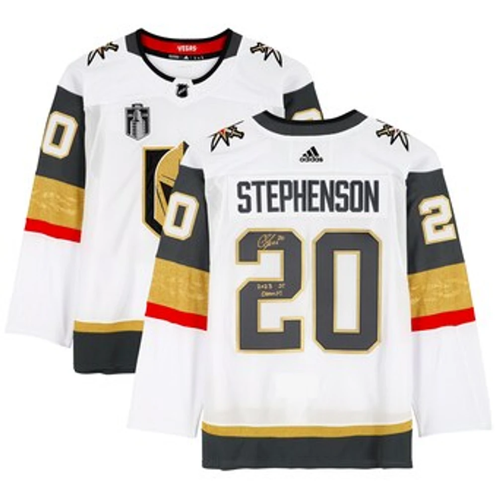 Chandler Stephenson Vegas Golden Knights Autographed White adidas Authentic Jersey with 2023 Stanley Cup Final Patch with "2023 SC Champs" Inscription