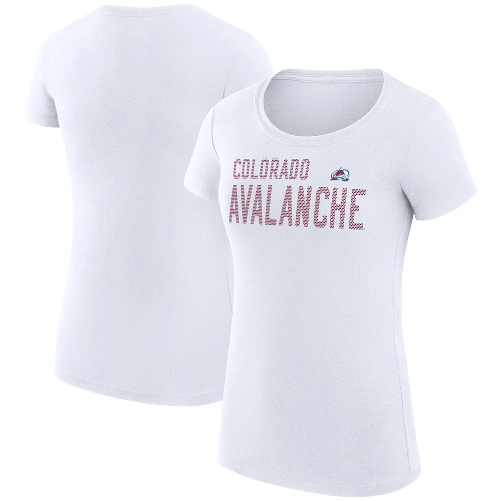 Women's G-III 4Her by Carl Banks White Colorado Avalanche Dot Print Team Fitted T-Shirt