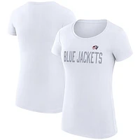 Women's G-III 4Her by Carl Banks  White Columbus Blue Jackets Dot Print Team Fitted T-Shirt