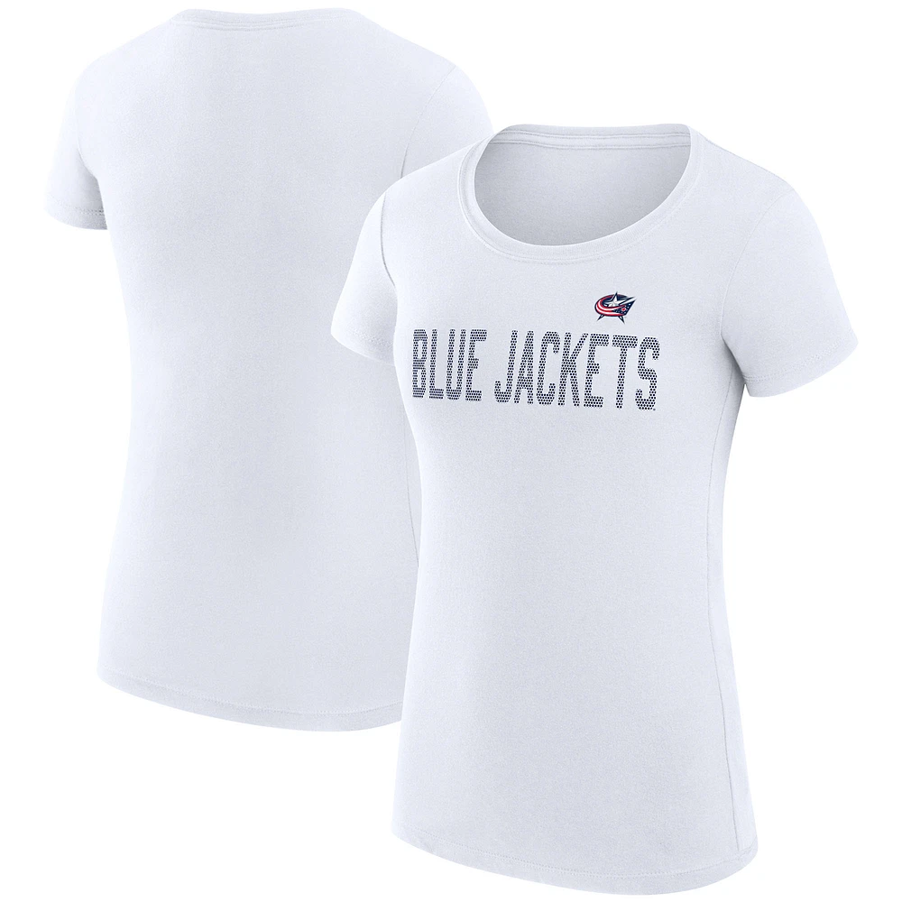 Women's G-III 4Her by Carl Banks White Columbus Blue Jackets Dot Print Team Fitted T-Shirt