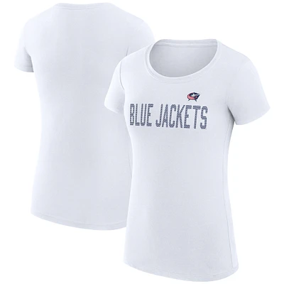 Women's G-III 4Her by Carl Banks  White Columbus Blue Jackets Dot Print Team Fitted T-Shirt