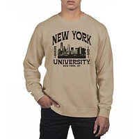 Men's Uscape Apparel Cream NYU Violets Pigment Dyed Fleece Crew Neck Sweatshirt