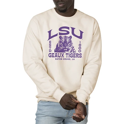 Men's Uscape Apparel Cream LSU Tigers Premium Heavyweight Crew Neck Sweatshirt