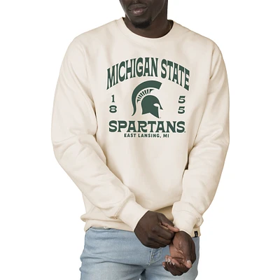 Men's Uscape Apparel Cream Michigan State Spartans Premium Heavyweight Crew Neck Sweatshirt
