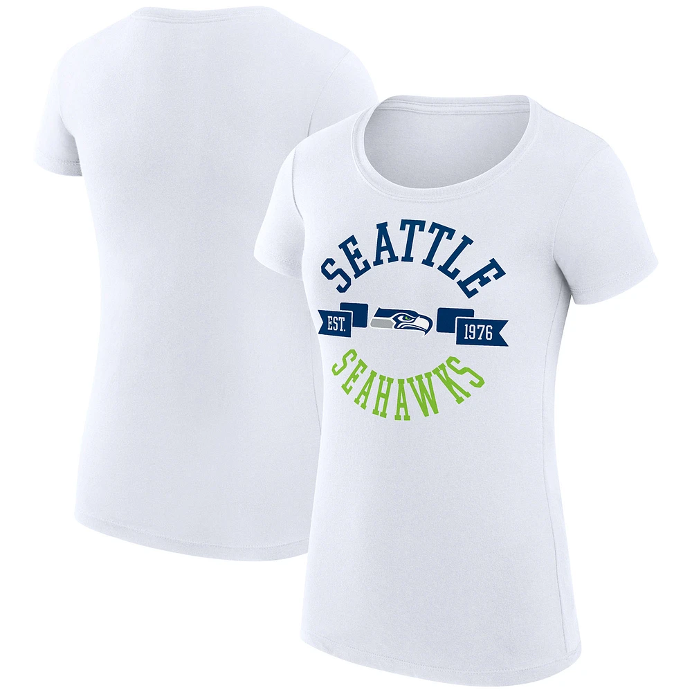 Women's G-III 4Her by Carl Banks White Seattle Seahawks City Team Graphic Lightweight Fitted Crewneck T-Shirt