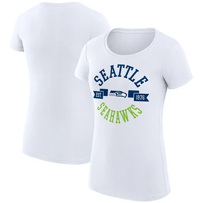 Women's G-III 4Her by Carl Banks White Seattle Seahawks City Team Graphic Lightweight Fitted Crewneck T-Shirt