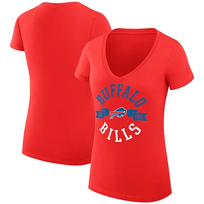 Women's G-III 4Her by Carl Banks Red Buffalo Bills City Graphic Team V-Neck Fitted T-Shirt