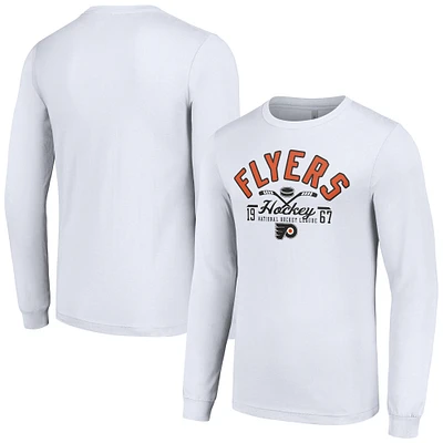 Men's Starter  White Philadelphia Flyers Puck Long Sleeve T-Shirt
