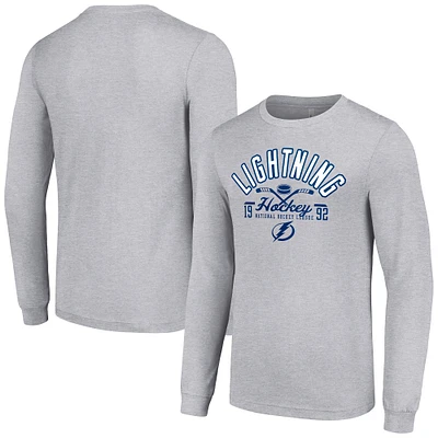 Men's Starter  Heather Gray Tampa Bay Lightning Puck Long Sleeve T-Shirt