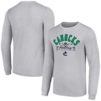 Men's Starter  Heather Gray Vancouver Canucks Puck Long Sleeve T-Shirt