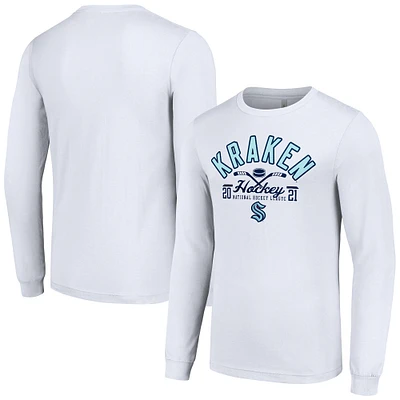 Men's Starter  White Seattle Kraken Puck Long Sleeve T-Shirt