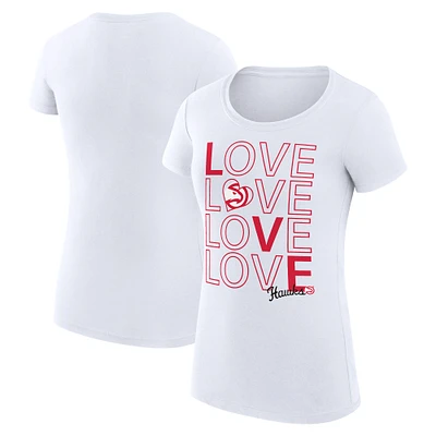 Women's G-III 4Her by Carl Banks White Atlanta Hawks Basketball Love Fitted T-Shirt