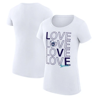 Women's G-III 4Her by Carl Banks White Charlotte Hornets Basketball Love Fitted T-Shirt