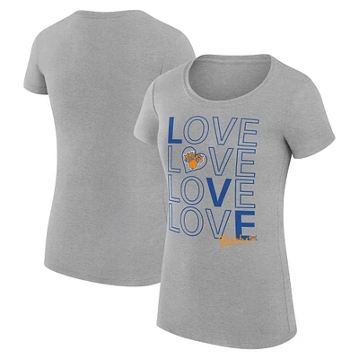 Women's G-III 4Her by Carl Banks Heather Gray New York Knicks Basketball Love Fitted T-Shirt