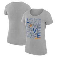Women's G-III 4Her by Carl Banks Heather Gray New York Knicks Basketball Love Fitted T-Shirt