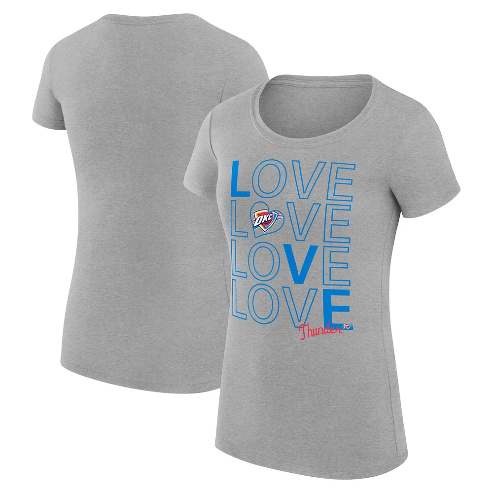 Women's G-III 4Her by Carl Banks Heather Gray Oklahoma City Thunder Basketball Love Fitted T-Shirt