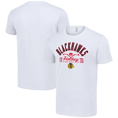 Men's Starter  White Chicago Blackhawks Half Puck T-Shirt