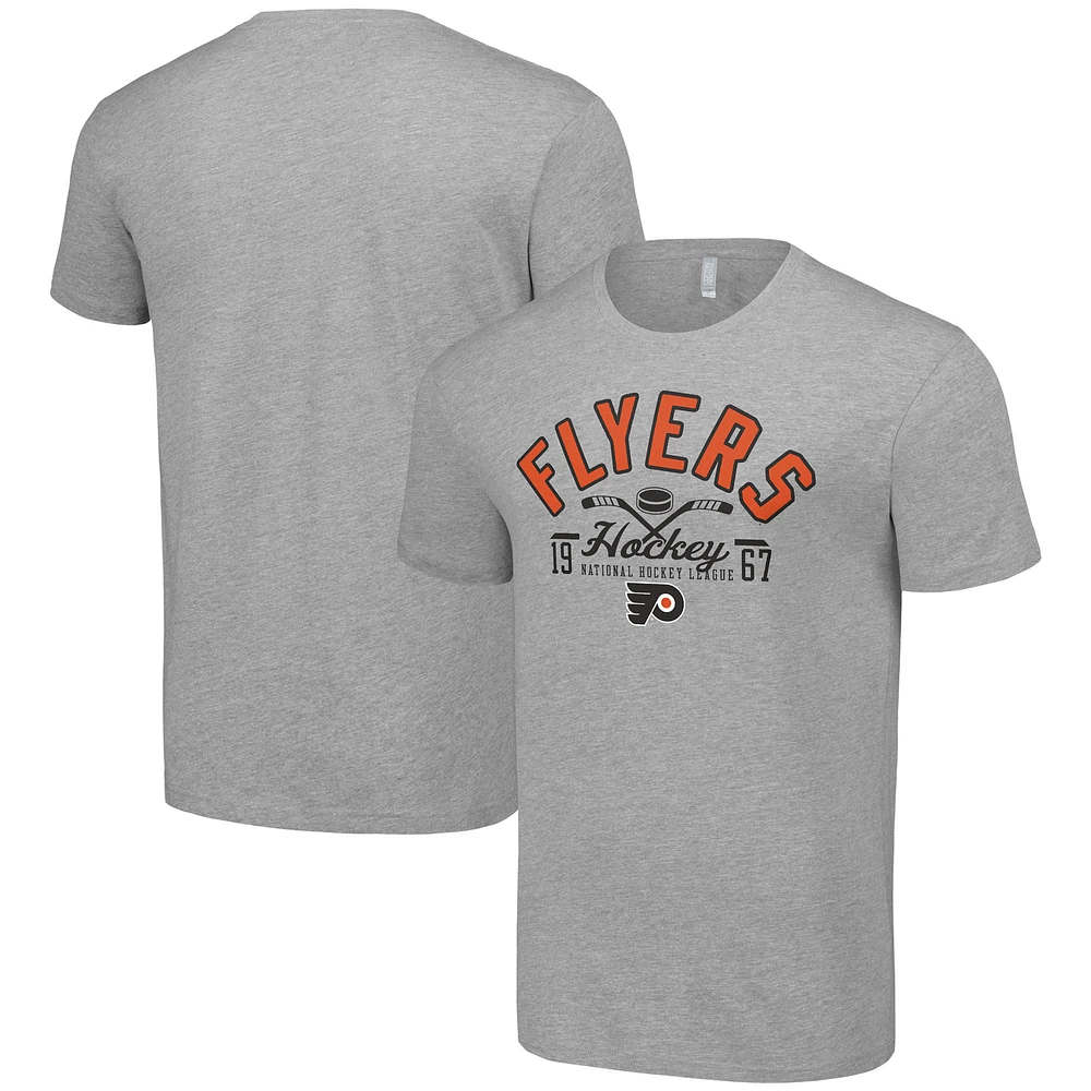 Men's Starter Heather Gray Philadelphia Flyers Half Puck T-Shirt