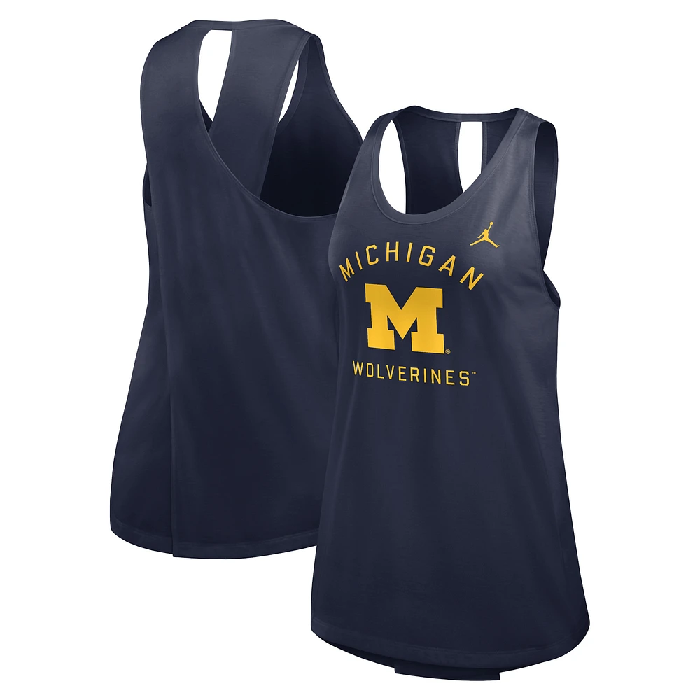 Women's Jordan Brand Navy Michigan Wolverines Primetime Open Back Tank Top