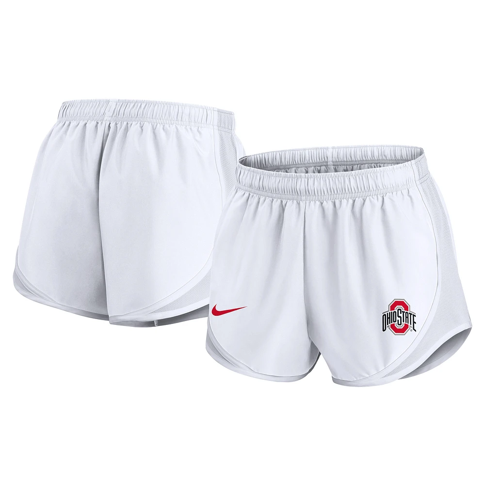 Women's Nike White Ohio State Buckeyes Primetime Tempo Performance Shorts