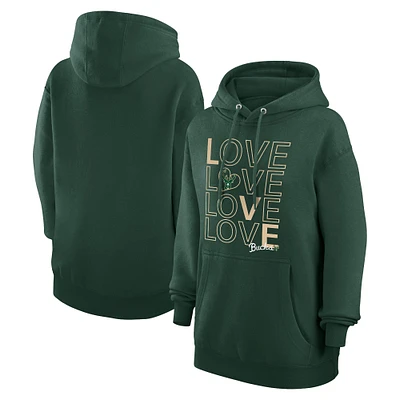Women's G-III 4Her by Carl Banks  Green Milwaukee Bucks Basketball Love Fleece Pullover Hoodie