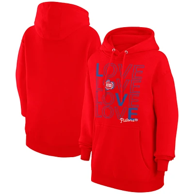 Women's G-III 4Her by Carl Banks  Red Detroit Pistons Basketball Love Fleece Pullover Hoodie