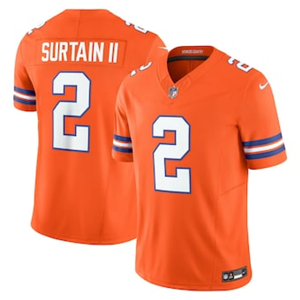 Men's Nike Patrick Surtain II Orange Denver Broncos Alternate Mile High Collection 1977 Throwback Vapor F.U.S.E. Limited Jersey