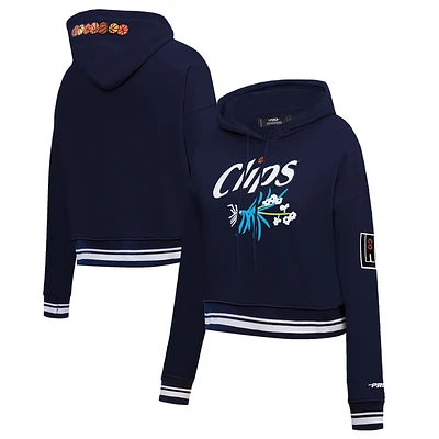 Women's Pro Standard Navy LA Clippers 2023/24 City Edition Cropped Pullover Hoodie