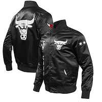 Men's Pro Standard Black Chicago Bulls 2023/24 City Edition Satin Full-Snap Jacket