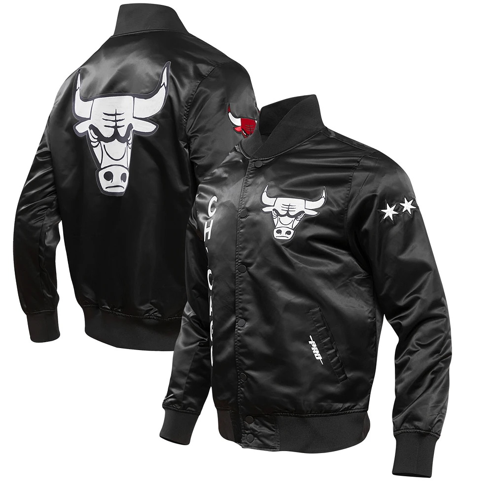 Men's Pro Standard Black Chicago Bulls 2023/24 City Edition Satin Full-Snap Jacket