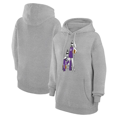 Women's G-III 4Her by Carl Banks Heather Gray Sacramento Kings Basketball Girls Fleece Pullover Hoodie