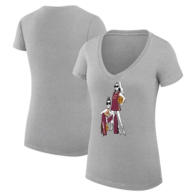 Women's G-III 4Her by Carl Banks Heather Gray Cleveland Cavaliers Basketball Girls V-Neck Fitted T-shirt