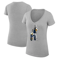 Women's G-III 4Her by Carl Banks Heather Gray Denver Nuggets Basketball Girls V-Neck Fitted T-shirt