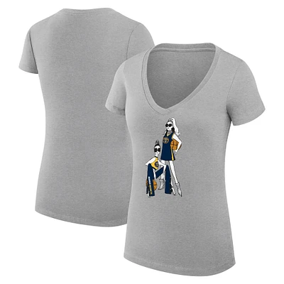 Women's G-III 4Her by Carl Banks Heather Gray Denver Nuggets Basketball Girls V-Neck Fitted T-shirt