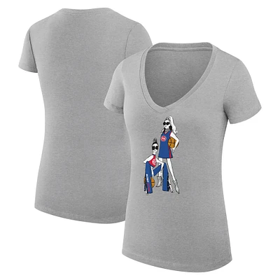 Women's G-III 4Her by Carl Banks Heather Gray Detroit Pistons Basketball Girls V-Neck Fitted T-shirt
