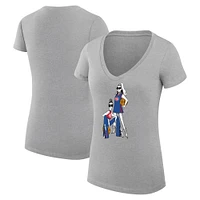 Women's G-III 4Her by Carl Banks Heather Gray Detroit Pistons Basketball Girls V-Neck Fitted T-shirt