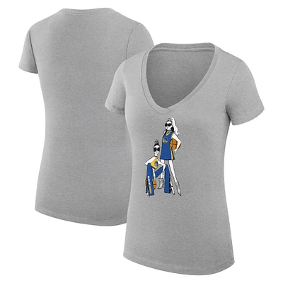 Women's G-III 4Her by Carl Banks Heather Gray Golden State Warriors Basketball Girls V-Neck Fitted T-shirt