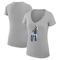 Women's G-III 4Her by Carl Banks Heather Gray Golden State Warriors Basketball Girls V-Neck Fitted T-shirt