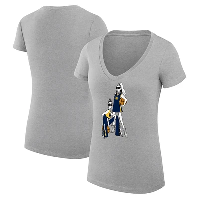 Women's G-III 4Her by Carl Banks Heather Gray Indiana Pacers Basketball Girls V-Neck Fitted T-shirt